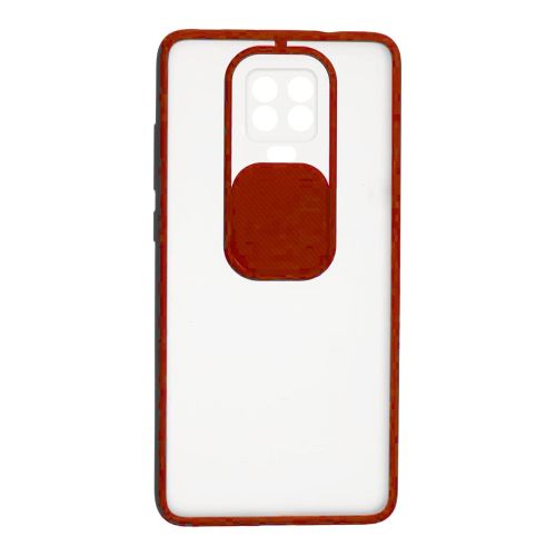 StraTG Clear and Red Case with Sliding Camera Protector for Xiaomi Redmi Note 9s / Note 9 Pro Max / Note 9 Pro - Stylish and Protective Smartphone Case