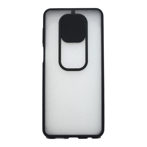 StraTG Clear and Black Case with Sliding Camera Protector for Xiaomi Redmi Note 9s / Note 9 Pro Max / Note 9 Pro - Stylish and Protective Smartphone Case