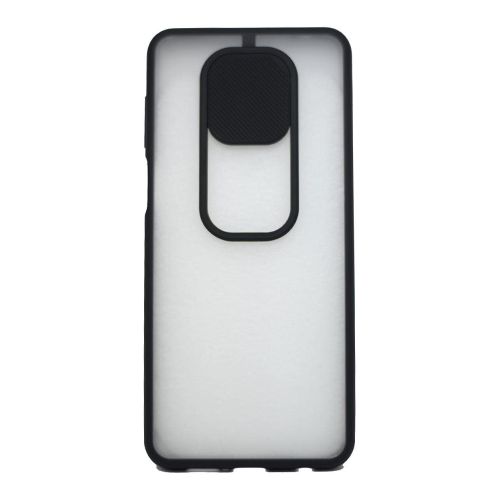 StraTG Clear and Black Case with Sliding Camera Protector for Xiaomi Redmi Note 9s / Note 9 Pro Max / Note 9 Pro - Stylish and Protective Smartphone Case