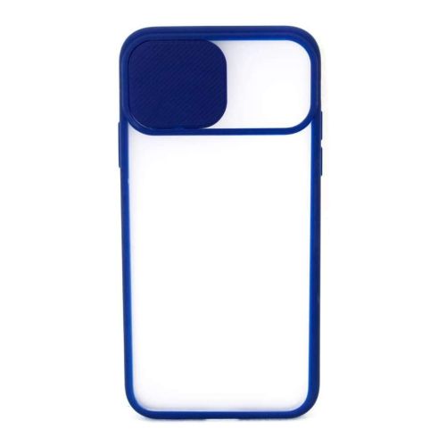 StraTG Clear and Dark Blue Case with Sliding Camera Protector for iPhone 11 Pro Max - Stylish and Protective Smartphone Case