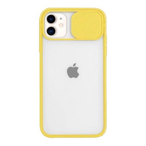 StraTG Clear and Yellow Case with Sliding Camera Protector for iPhone 12 / 12 Pro - Stylish and Protective Smartphone Case