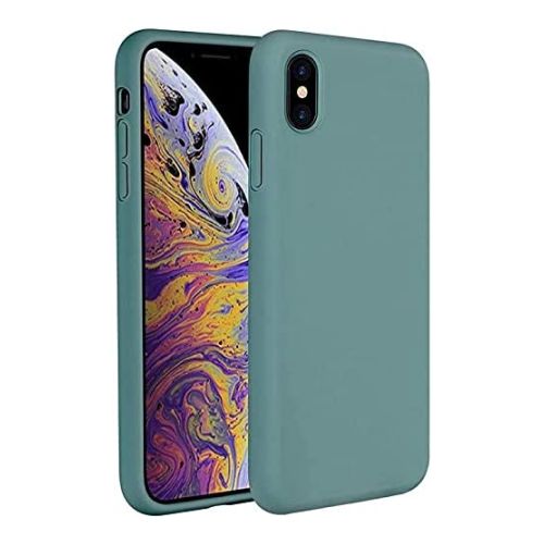 ستراتيجى جراب حماية سيليكون اخضر غامق للمحمول iPhone XS Max