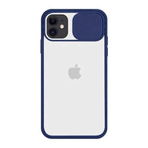 StraTG Clear and dark Blue Case with Sliding Camera Protector for iPhone 11 - Stylish and Protective Smartphone Case