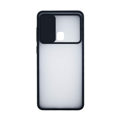 StraTG Clear and Black Case with Sliding Camera Protector for Oppo Realme C17 / 7i - Stylish and Protective Smartphone Case