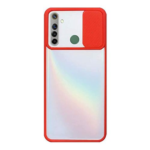 StraTG Clear and Red Case with Sliding Camera Protector for Realme 5 / Realme 6i / Realme C3 - Stylish and Protective Smartphone Case