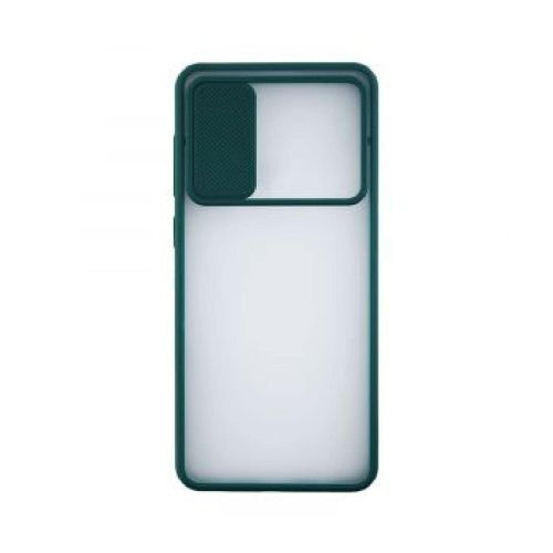 StraTG Clear and Green Case with Sliding Camera Protector for Xiaomi Poco M3 - Stylish and Protective Smartphone Case