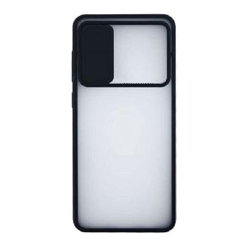 StraTG Clear and Black Case with Sliding Camera Protector for Xiaomi Redmi 9T - Stylish and Protective Smartphone Case