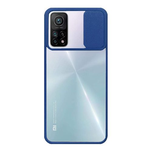 StraTG Clear and Dark Blue Case with Sliding Camera Protector for Xiaomi Mi 10T / Mi 10T Pro - Stylish and Protective Smartphone Case