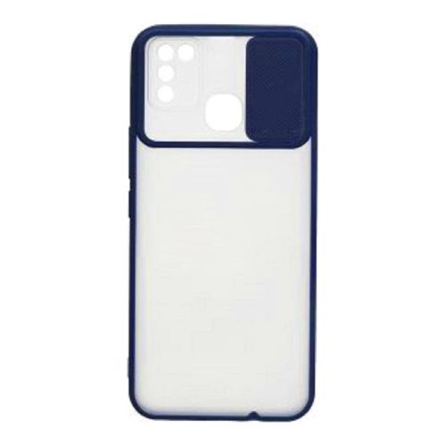 StraTG Clear and Blue Case with Sliding Camera Protector for Infinix Smart 5 - Stylish and Protective Smartphone Case