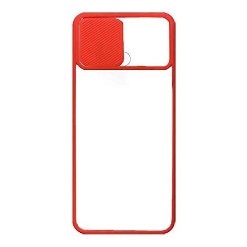 StraTG Clear and Red Case with Sliding Camera Protector for Huawei Y7 (2018) - Stylish and Protective Smartphone Case