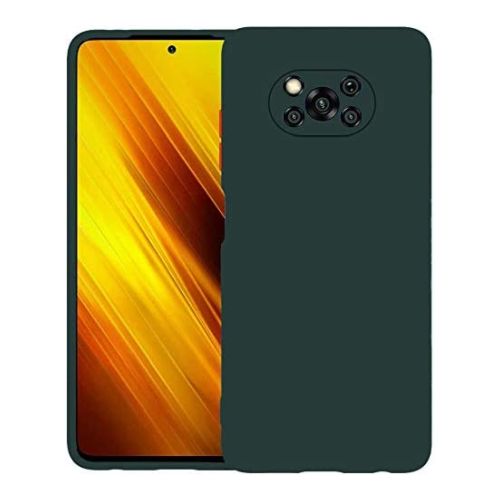 StraTG Dark Green Silicon Cover for Xiaomi Poco X3 - Slim and Protective Smartphone Case with Camera Protection