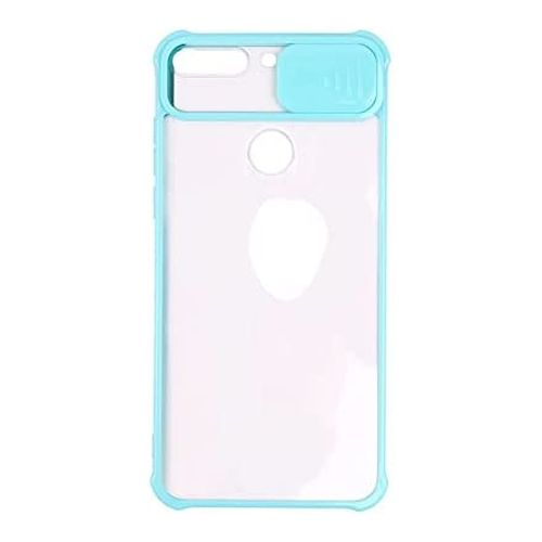 StraTG Clear and Turquoise Case with Sliding Camera Protector for Huawei Y7 (2018) - Stylish and Protective Smartphone Case