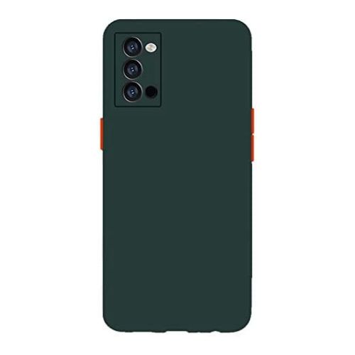 StraTG Dark Green Silicon Cover for Oppo Reno 4 - Slim and Protective Smartphone Case with Camera Protection