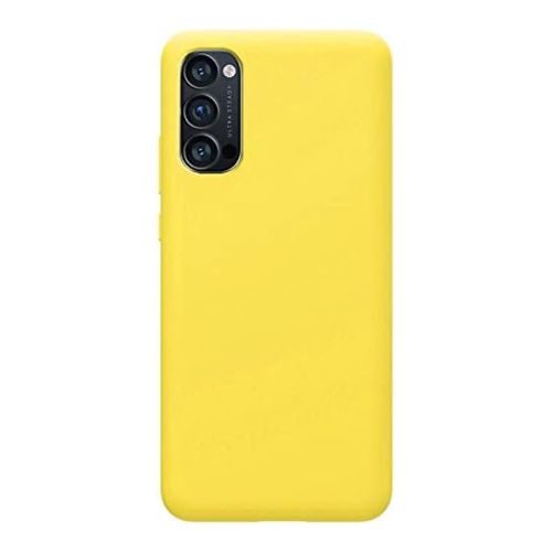 StraTG Yellow Silicon Cover for Oppo Reno 4 - Slim and Protective Smartphone Case 