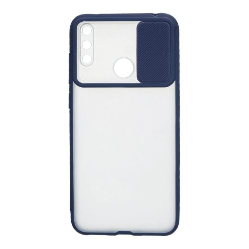 StraTG Clear and Dark Blue Case with Sliding Camera Protector for Huawei Y7 2019 / Y7 Prime 2019 / Y7 Pro 2019 - Stylish and Protective Smartphone Case