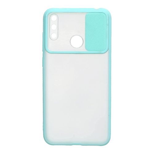 StraTG Clear and Turquoise Case with Sliding Camera Protector for Huawei Y7 2019 / Y7 Prime 2019 / Y7 Pro 2019 - Stylish and Protective Smartphone Case