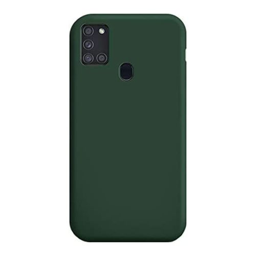 StraTG Dark Green Silicon Cover for Samsung A21S - Slim and Protective Smartphone Case 
