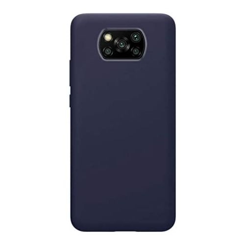 StraTG Dark Blue Silicon Cover for Xiaomi Poco X3 - Slim and Protective Smartphone Case 