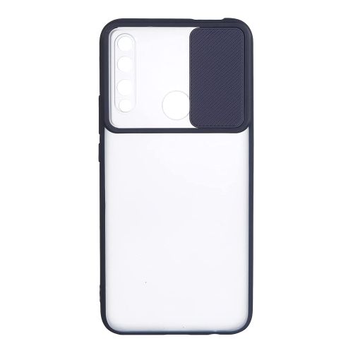 StraTG Clear and Dark Blue Case with Sliding Camera Protector for Huawei Y9 Prime - Stylish and Protective Smartphone Case