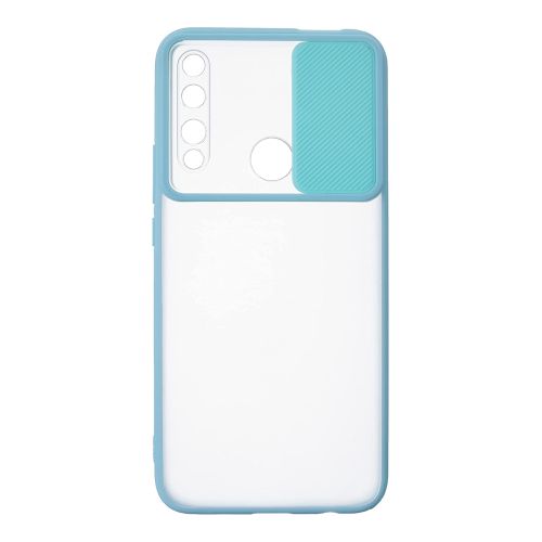 StraTG Clear and Turquoise Case with Sliding Camera Protector for Huawei Y9 Prime - Stylish and Protective Smartphone Case