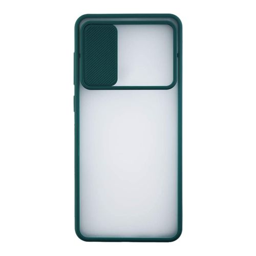 StraTG Clear and Dark Green Case with Sliding Camera Protector for Huawei Y9s - Stylish and Protective Smartphone Case