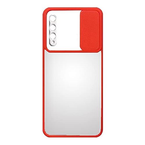 StraTG Clear and Red Case with Sliding Camera Protector for Huawei Y9s - Stylish and Protective Smartphone Case