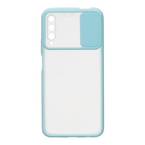 StraTG Clear and Turquoise Case with Sliding Camera Protector for Huawei Y9s - Stylish and Protective Smartphone Case