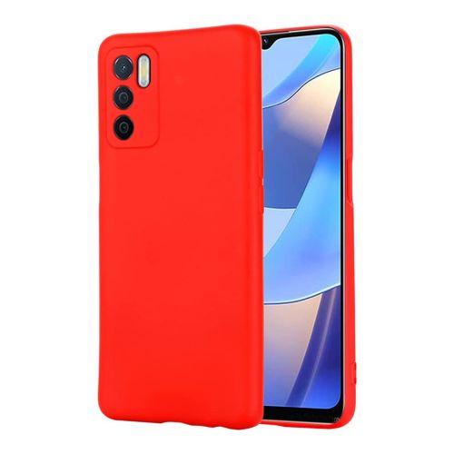 StraTG Red Silicon Cover for Oppo A16 / A16S - Slim and Protective Smartphone Case with Camera Protection