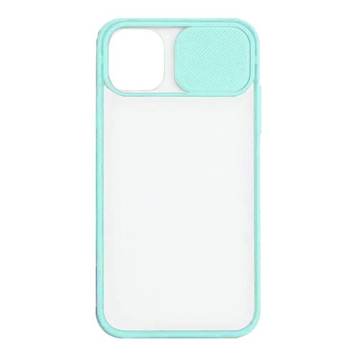 StraTG Clear and Turquoise Case with Sliding Camera Protector for iPhone 12 Pro Max - Stylish and Protective Smartphone Case