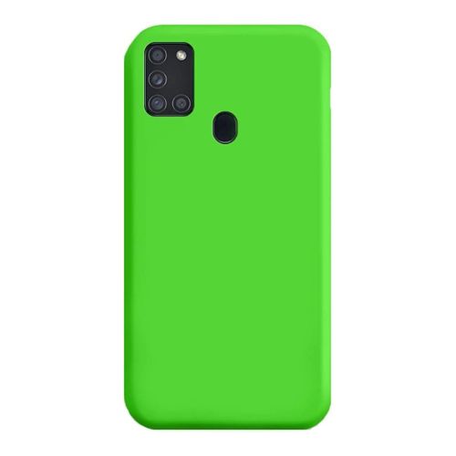 StraTG Bright Green Silicon Cover for Samsung A21S - Slim and Protective Smartphone Case 