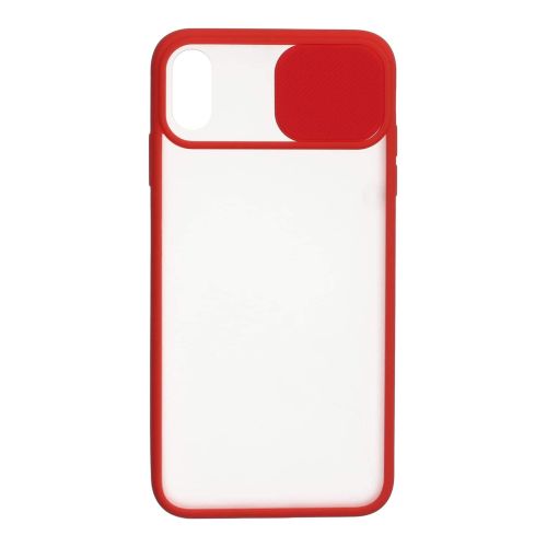 StraTG Clear and Red Case with Sliding Camera Protector for iPhone XS Max - Stylish and Protective Smartphone Case