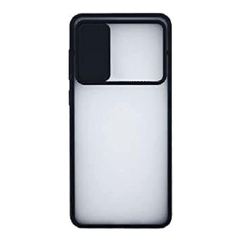 StraTG Clear and Black Case with Sliding Camera Protector for Samsung A10s - Stylish and Protective Smartphone Case
