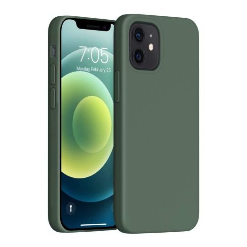 StraTG Green Silicon Cover for iPhone 12 Mini - Slim and Protective Smartphone Case 