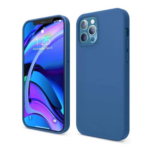 StraTG Blue Silicon Cover for iPhone 12 Pro Max - Slim and Protective Smartphone Case [Feature]