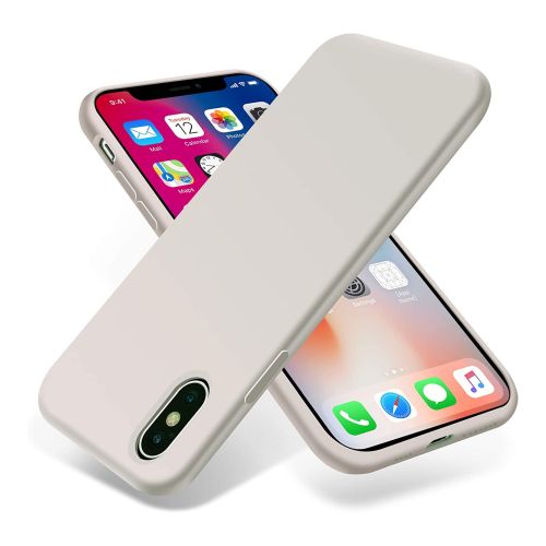 StraTG Light Beige Silicon Cover for iPhone XS Max - Slim and Protective Smartphone Case 