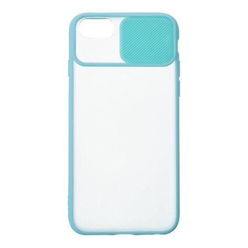 StraTG Clear and Turquoise Case with Sliding Camera Protector for iPhone 7 / 8 / SE 2020 / SE 2022 - Stylish and Protective Smartphone Case