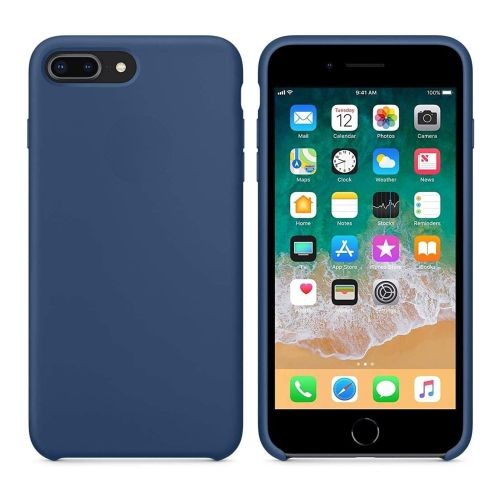 StraTG Dark Blue Silicon Cover for iPhone 7 Plus / 8 Plus - Slim and Protective Smartphone Case 