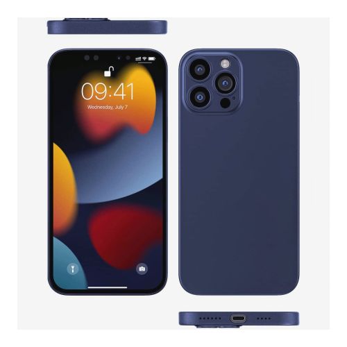 StraTG Dark Blue Silicon Cover for iPhone 13 Pro Max - Slim and Protective Smartphone Case with Camera Protection