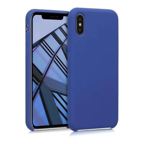 StraTG Blue Silicon Cover for iPhone X / XS - Slim and Protective Smartphone Case 