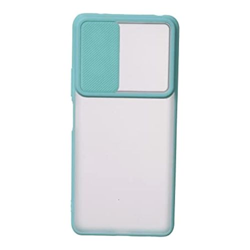 StraTG Clear and Turquoise Case with Sliding Camera Protector for Xiaomi Redmi Note 10 Pro / Note 10 Pro Max - Stylish and Protective Smartphone Case