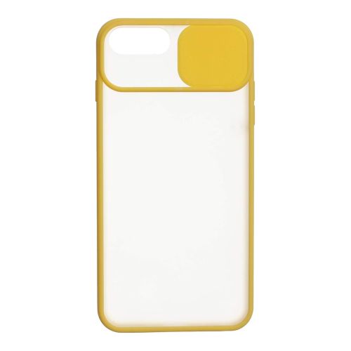 StraTG Clear and Yellow Case with Sliding Camera Protector for iPhone 7 Plus / 8 Plus - Stylish and Protective Smartphone Case