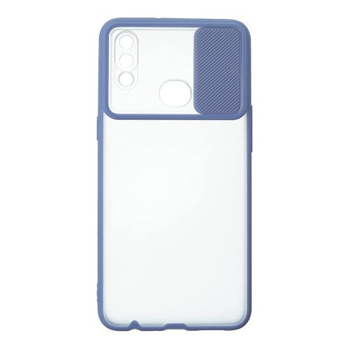 StraTG Clear and light gray Case with Sliding Camera Protector for Samsung A10s - Stylish and Protective Smartphone Case