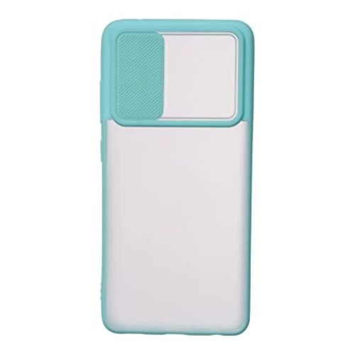 StraTG Clear and Turquoise Case with Sliding Camera Protector for Samsung A52 4G / A52 5G / A52s - Stylish and Protective Smartphone Case