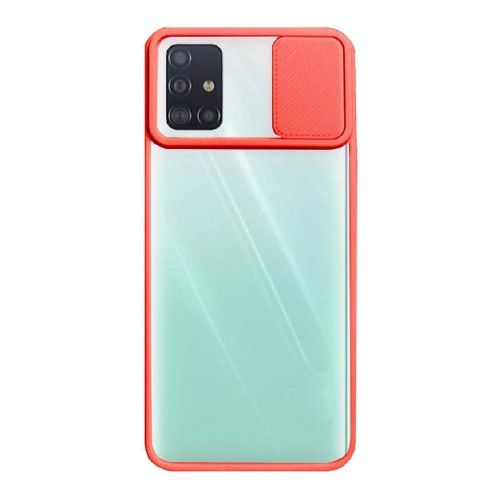 StraTG Clear and Red Case with Sliding Camera Protector for Samsung M51 4G - Stylish and Protective Smartphone Case