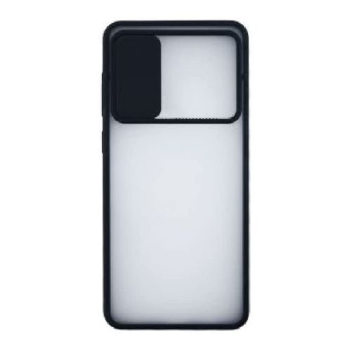 StraTG Clear and Black Case with Sliding Camera Protector for Xiaomi Poco F3 - Stylish and Protective Smartphone Case