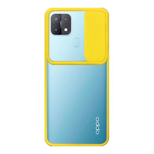 StraTG Clear and Yellow Case with Sliding Camera Protector for Oppo A15 / A15s - Stylish and Protective Smartphone Case