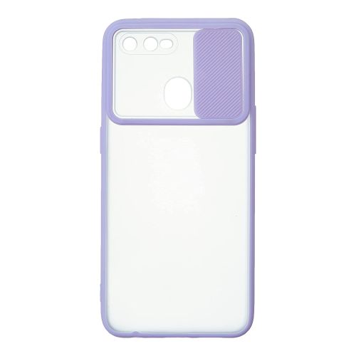 StraTG Clear and light Purple Case with Sliding Camera Protector for Oppo A12 / A5s / F9 / F9 Pro / Oppo A7x / Realme U1 / Realme 2 Pro - Stylish and Protective Smartphone Case