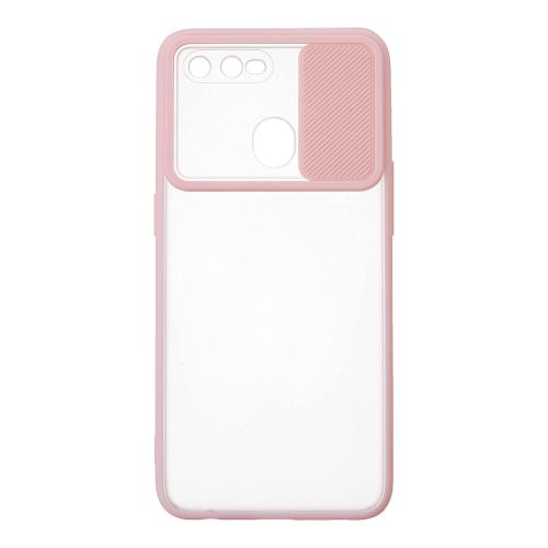 StraTG Clear and light Pink Case with Sliding Camera Protector for Oppo A12 / A5s / F9 / F9 Pro / Oppo A7x / Realme U1 / Realme 2 Pro - Stylish and Protective Smartphone Case