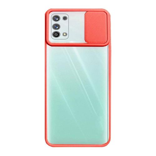 StraTG Clear and Red Case with Sliding Camera Protector for Realme 7 Pro - Stylish and Protective Smartphone Case