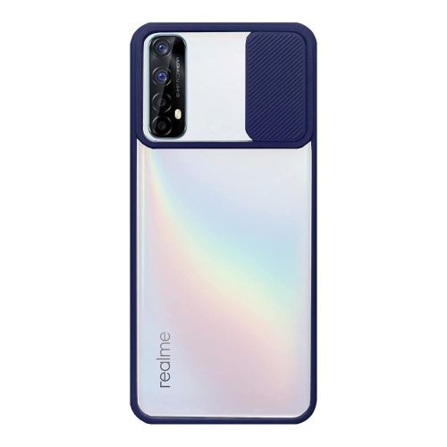 StraTG Clear and dark Blue Case with Sliding Camera Protector for Realme 7 - Stylish and Protective Smartphone Case